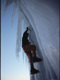 Climber Scaling Ice Cliff, Mt. Rainier, Washington Photographic Print by Sam Abell