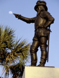 A Statue of Ponce De Leon, Seems to Reach Out to Touch the Moon Photographic Print by Stephen St. John