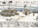 About 15,000 Years Ago Ice Age People Constructed Mammoth-Bone Shelters on the East European Plain Photographic Print by Jack Unruh