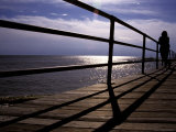 Shadows and Lines and a Lone Figure Surveying the Ocean Photographic Print by Stephen St. John