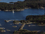 Aerial View of a Yacht Sailing in the Aland Islands, Finland Photographic Print