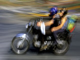 A Blur of Color,, Barcelona is Known as a City of Motorcycles Photographic Print by Stephen St. John