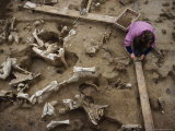 Excavators at Kostenki Along the Don River Use Mammoth Bones Photographic Print by Ira Block
