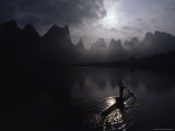Early Riser Paddles His Raft Down the Li River, Guangxi Province, China Photographic Print by James P. Blair