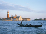 A Gondolier and Tourists on the Grand Canal Near Saint George Island Photographic Print