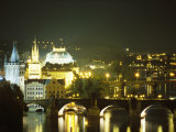 A View Down the Vltava River with Many Brdiges Visible in Prague Photographic Print