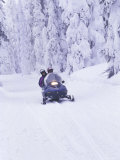 Snowmobiler at Big Mountain, Whitefish, Montana, USA Fotografie-Druck