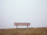 A Bench Contemplates the Fog Blocking the Scenic View, Zermatt, Switzerland Photographic Print