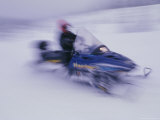 Snowmobiler at Big Mountain, Whitefish, Montana, USA  Lámina fotográfica