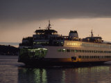 Early Morning Ferry Leaves Seattle, Washington for Bainbridge Island Photographic Print by Phil Schermeister