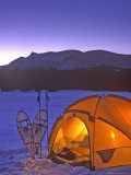 Winter Camping with Snowshoes, East Glacier, Montana, USA Photographic Print by Chuck Haney
