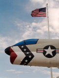 Fighter Jet and Flag along US Highway 50, Fallon, Nevada, USA Photographic Print by Scott T. Smith