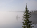 Sunrise Mist Lingers on the Lake Until the Sun Can Burn It Off, Quebec, Canada Photographic Print
