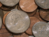 United States Coins Lie in a Pile Photographic Print
