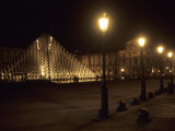 The Pyramid Designed by Im Pei Lights up the Louvre Museum at Night, Paris, France Photographic Print