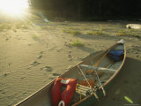 Canoe Rests on a Quiet Beach, North Vancouver Island, British Columbia, Canada Photographic Print