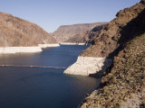 The White Lines are Mineral Deposit at the High Water Mark, Hoover Dam, Nevada Photographic Print