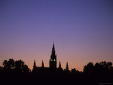 The Capitol Buildings Silhouetted against the Setting Sun, Vienna, Austria Photographic Print