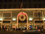 A Store Front Lit up and Decorated for Christmas Time, New York City, New York Photographic Print