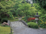 Stone Bridge and Pathway in Japanese Garden, Seattle, Washington, USA Photographic Print