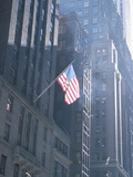 Patriotic American Flag Hanging from Building in New York City Photographic Print