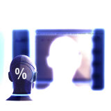 Person's Head Reflected on Screen with % Symbol on the Back Lámina fotográfica