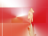 Silhouette of Business Person Walking Away with Cell Phone and B Lámina fotográfica
