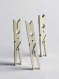 Three Old-Fashioned Wooden Clothes Pegs Photographic Print