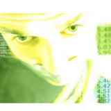 Computerized Numbers Superimposed on Prisoner's Face Lámina fotográfica