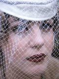 Woman's Face Under White Net Veil Photographic Print Woman's Face Under White Net Veil Photographic Print