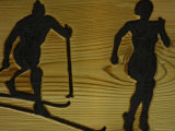 Silhouettes of Skiers Lámina fotográfica Silhouettes of Skiers Lámina fotográfica