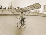 Grinning Cyclist Tries to Get His Glider Airborne at the Parc des Princes Stadium Paris Photographie