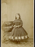 Girl Wears a Dress with Loose Pleated Bodice a Crinoline Supported Short Skirt Photographic Print