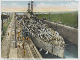 United States Warship Passing Through the Panama Canal Photographic Print