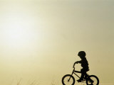Silhouette of Boy Riding a Bicycle Photographic Print by Fred Luhman