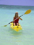 Woman Kayaking at Beach, HI Photographic Print by Tomas del Amo