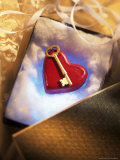Key on Red Heart in Golden Box with Ribbon Photographic Print by Eric Kamp
