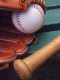 Still Life of Baseball Glove, Ball, and Bat Photographic Print by Mark Polott