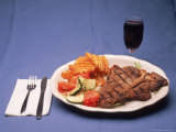 T-Bone Steak Dinner with Wine Photographic Print by Bud Freund