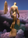 Male Statue and Buildings in Clouds Photographie par Jim McGuire