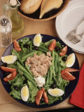Nicoise Salad and Rolls Ready to Be Served Fotografie-Druck von Gary Conner