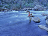 Mature Man Fly-Fishing, West Walker River, CA Photographic Print by David Porter