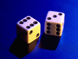 Two Dice on Blue Background Photographic Print by Jim McGuire