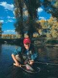Woman Fly Fishing in CO Photographic Print by Paul Gallaher