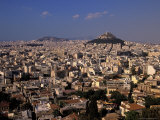 Aerial View of Plaka & Likavitos Hill, Greece Photographic Print by Walter Bibikow