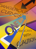 Assorted Caution Signs Photographic Print by Carol & Mike Werner