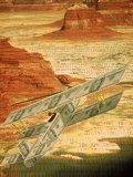 Money Plane Flying Over Landscape with Binary Code Photographic Print by Carol & Mike Werner