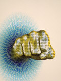Hand Punching Through Binary Code Photographic Print by Carol & Mike Werner
