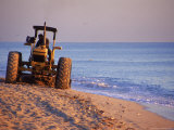 Tractor Plowing Beach, Miami Beach, FL Photographic Print by Jeff Greenberg