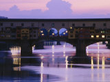 Ponte Vecchio with River Reflection at Dusk Photographic Print